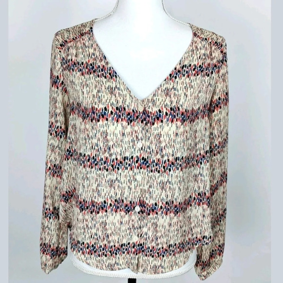 NORDSTROM LUSH Button Down Shirt V-Neck Oversized Draped Flowy sz.S - Picture 1 of 4
